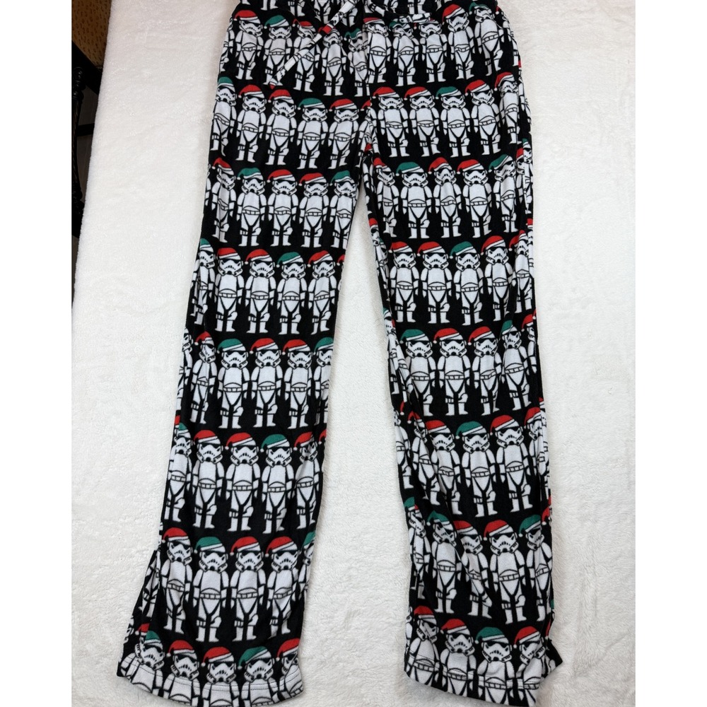 Star Wars Mens Stormtrooper Santa Hat Fleece Pajama Pants Christmas XL Black